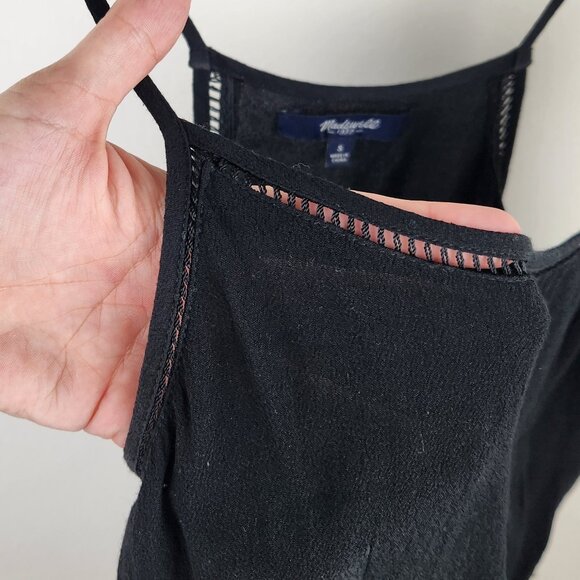 Madewell Black Viscose Lightweight Pleated Racerback Tank Top sz S - Picture 4 of 9